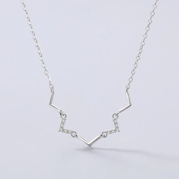 NEW 925 Sterling Silver Diamond Wave Necklace - Picture 11 of 12